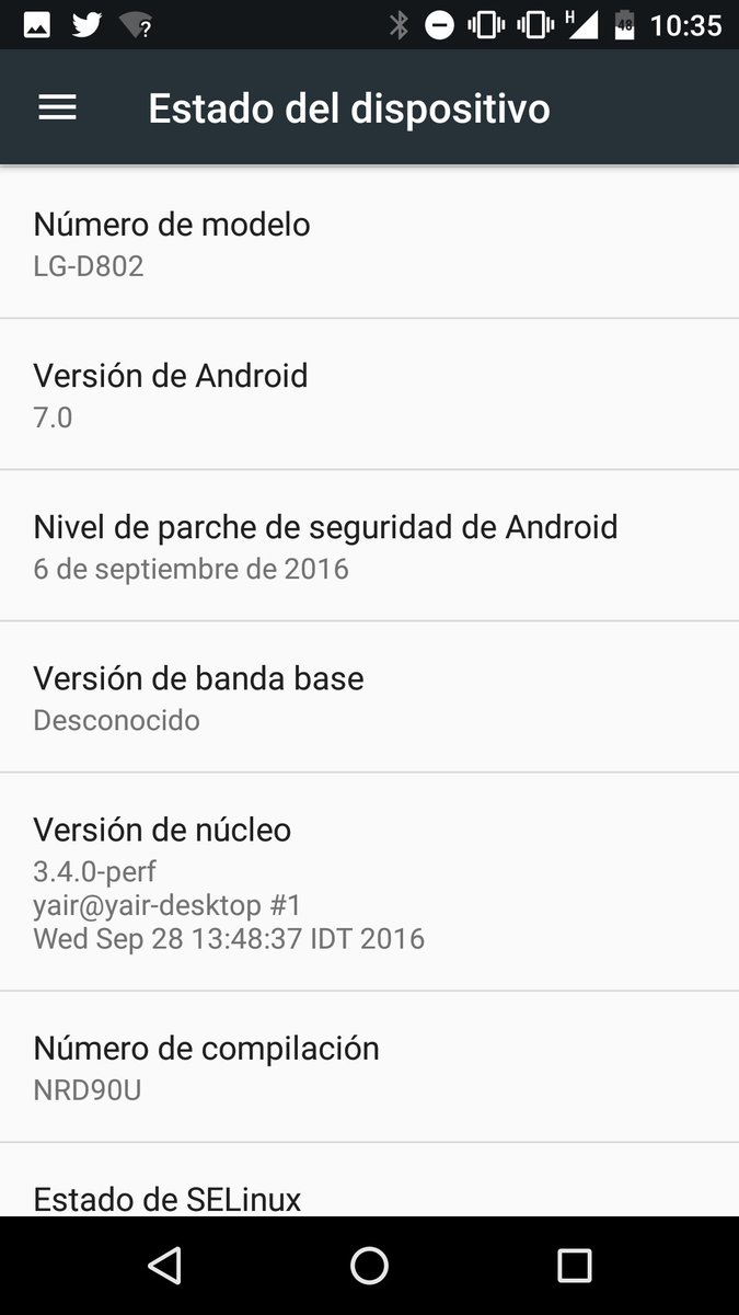 elflashverde's tweet photo. Aquí unos pantallazos de #CleaNrom #Nougat #LGG2 #android #aosp en #google+ todo ok excepto el #Root por ahora https://t.co/butDjrhmDY