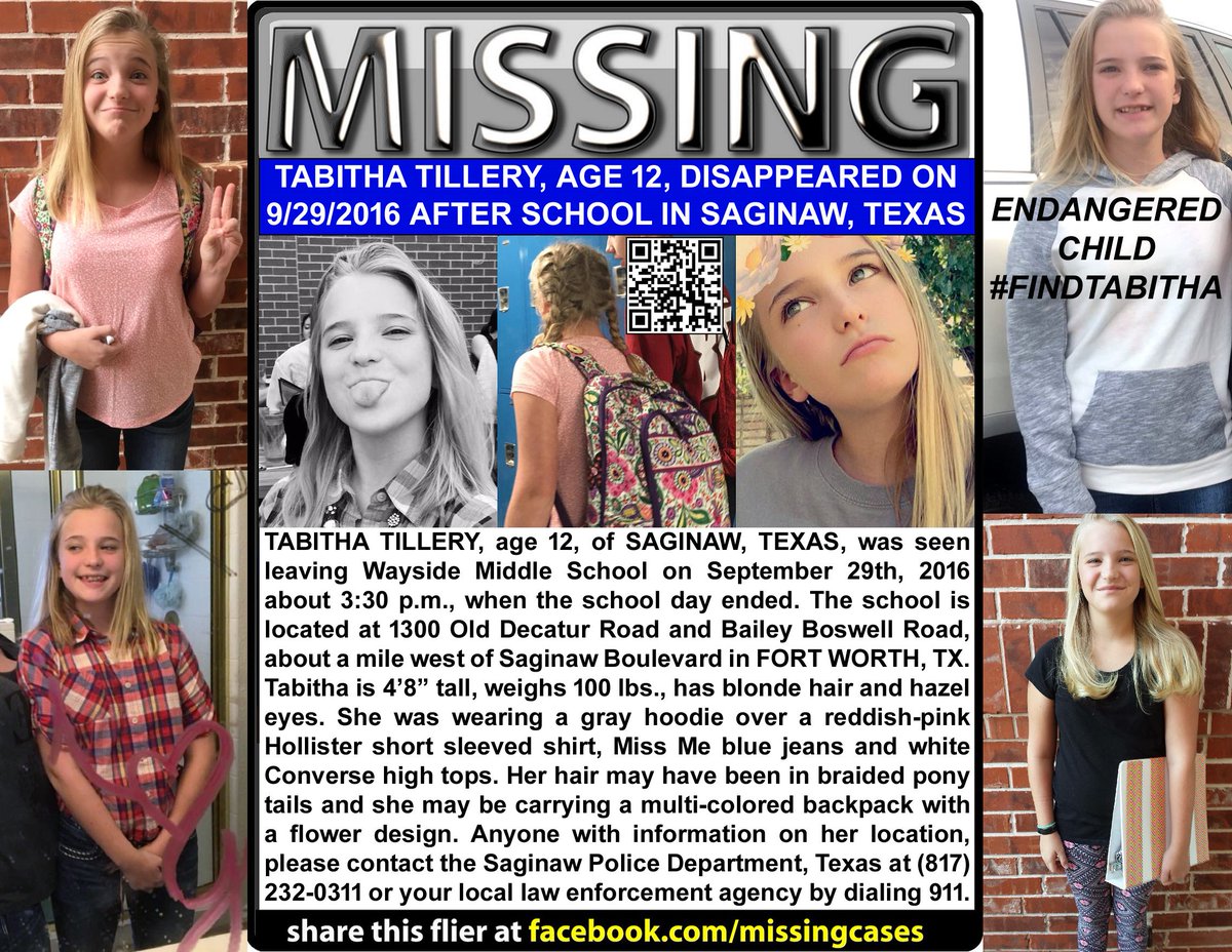 MissingCases's tweet photo. RT #FindTabitha Tabitha Tillery, 12, #Missing #Endangered #SAGINAW #TEXAS #FORTWORTH #FtWorth #Tarrant Co.#TX vanished after school 9/29/16 https://t.co/PoUauVKFvA