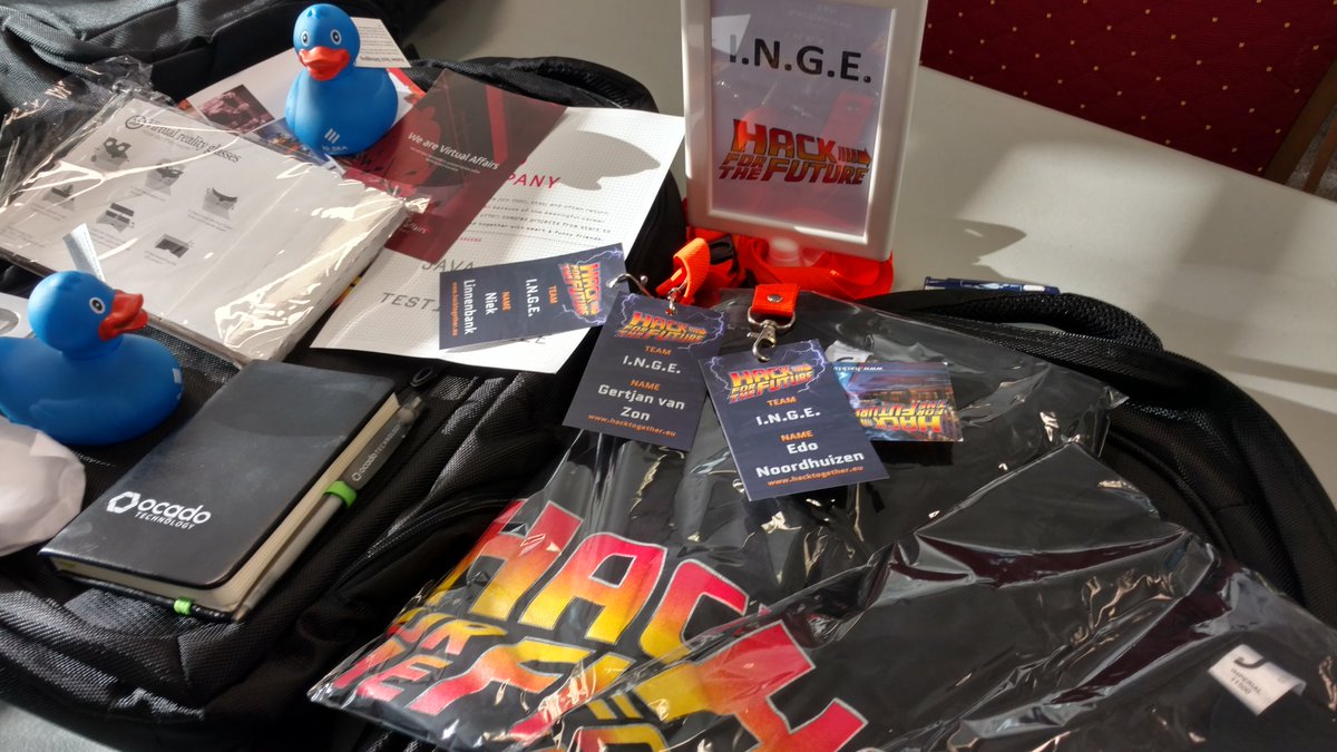 gertjanvanzon's tweet image. The goodies For #teamI.N.G.E #hackforthefuture @ICT_Group