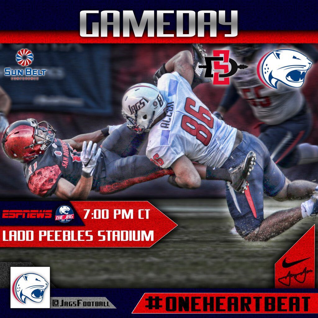 Gameday! Come out to Ladd tonight to see the Jags take on San Diego State! See you there! #WeAreSouth #OneHeartbeat