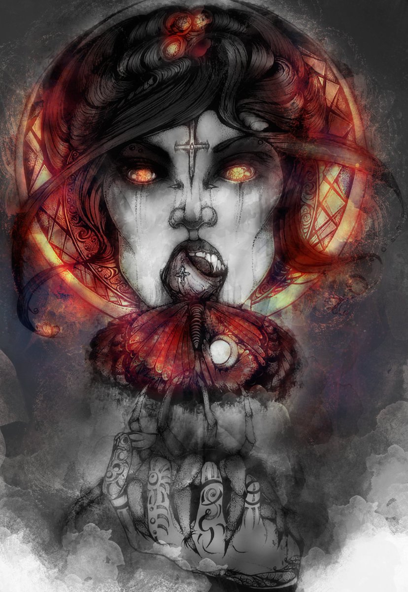 ewolvie's tweet photo. #Ewolvie #demon #witch #vampire #darkart #creature #gothic #horror #burn #moth https://t.co/KkqufvKB9L