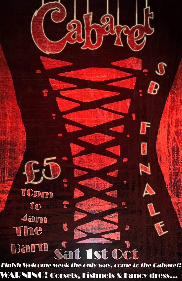 SB_Guild's tweet photo. @UoNFreshers might be over, but #SBFreshers isn't just yet! The #SBFinale Cabaret is today! Fishnet tights are compulsory. #ohSBis https://t.co/o9onm15oYB