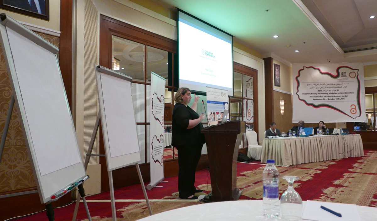 Naeema's tweet photo. #OER @creativecommons &amp; hands on licensing and adaptation of material. And lots of prizes for the attendees of the workshop. @ccarabworld https://t.co/mtx72z6hZF