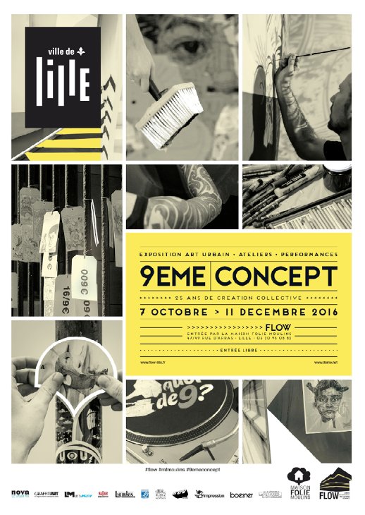 #Lille Diary Date 6th Oct, @9emeconcept Group show 25 years of collective creation @FlowLille ow.ly/OkCe304C0hb #streetart