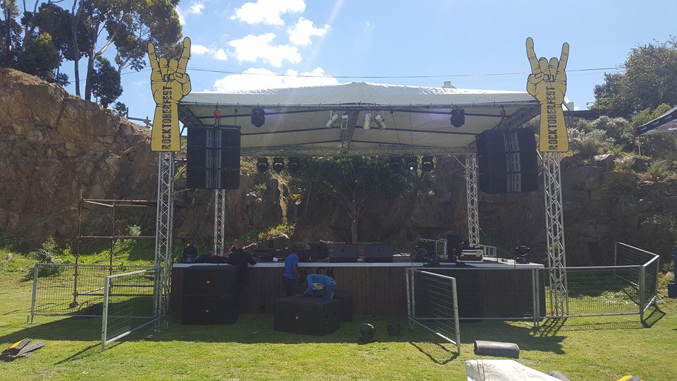 HillcrestQuarry's tweet photo. Stage set up for #Rocktober today! So amped to host these great musicians! @southernwildsa @MCCREEBAND @SNGband #KisstheSky #Pebbleman https://t.co/pAiq6QftQv