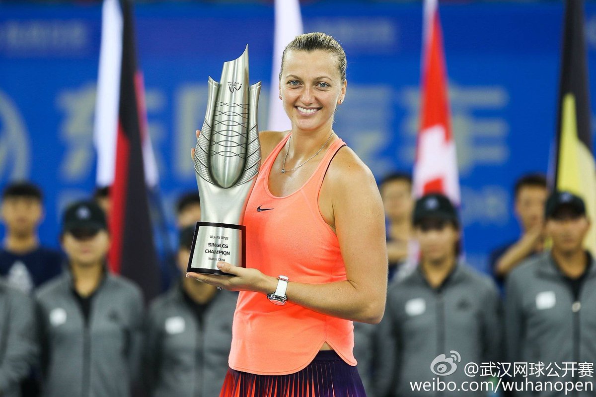 imshanehan's tweet photo. Trophy time!She is absolutely stunning holding that trophy!๐๐๐โค๏ธ#teampetra #pojd #18thtitle #WuhanOpen #homesweethome https://t.co/jOYiPtYgmv