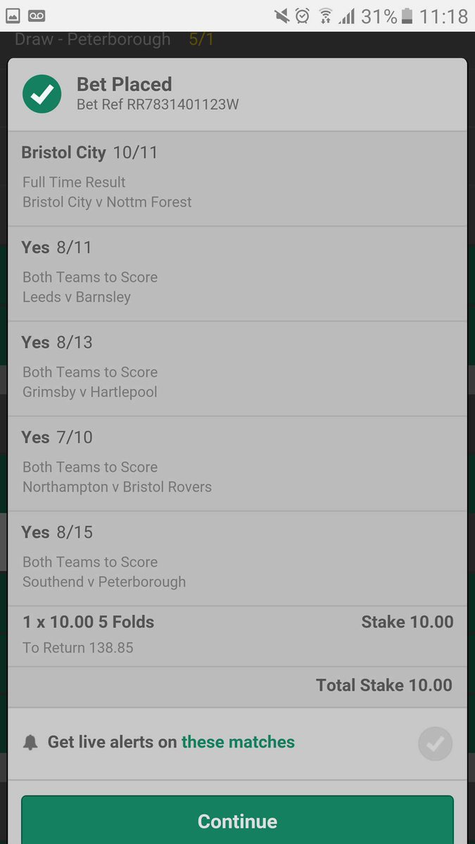 malnelbets's tweet photo. The final bet for today. Big up the 3 followers and good luck. #tips #bets #BTTS https://t.co/1hWKcBbkcL
