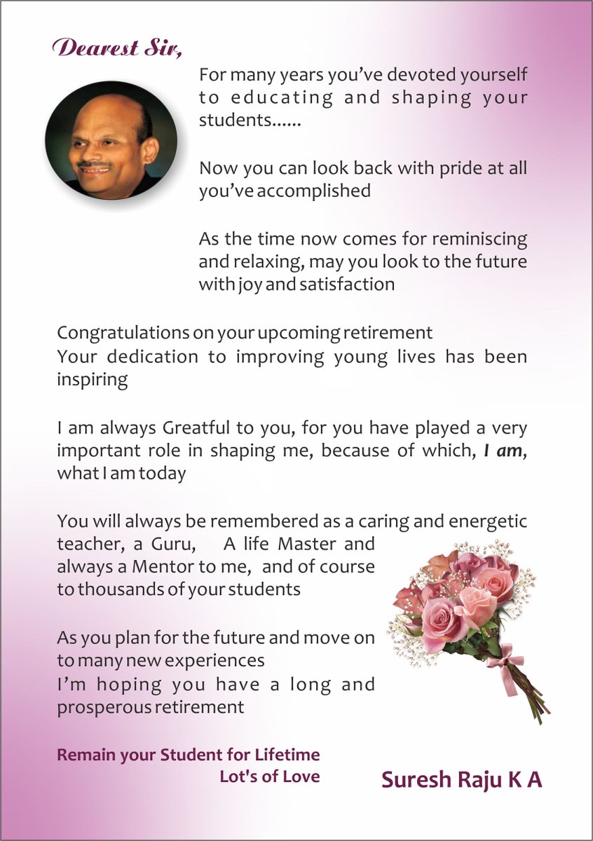 surajjoins's tweet photo. Wishing my Life Master Dr. M K S on his Retirement https://t.co/Q6qJwAouvL