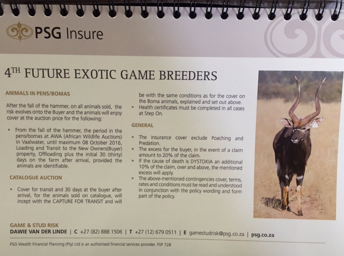 DawievdL's tweet photo. 4th Future Exotic Game Breeders auction ! #PSGInsure leading from before insuring #Inala and still the preferred choice of broker ! https://t.co/uGEmRnEq92