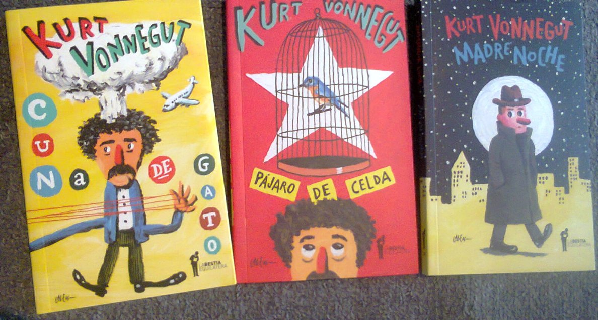 labestiae's tweet image. ¡Sorteamos las maravillosas novelas: 'Cuna de gato', 'Pájaro de  celda' y  'Madre noche' de Kurt Vonnegut!!! solo con retwittear  participás