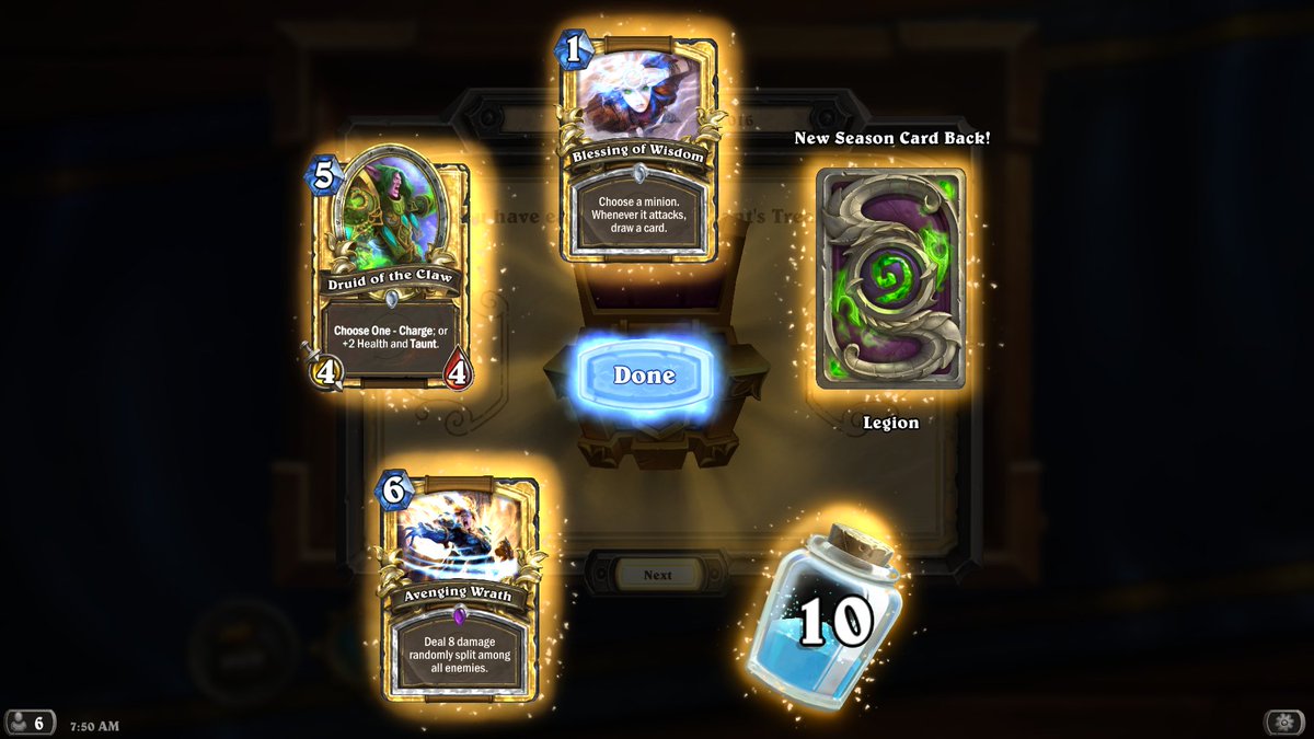 yellowdart3's tweet photo. #Hearthstone #RankedRewards screenshot for September... I get the same ones every month. https://t.co/WGVEmRbXFO