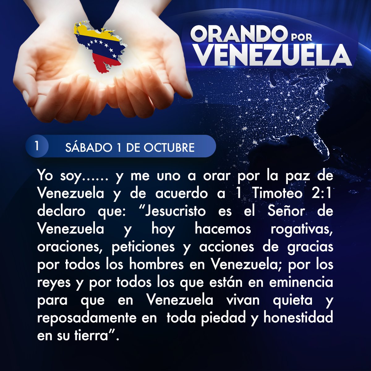 enlacetv's tweet photo. Día 1. #OrandoPorVenezuela 
"Jesucristo es el Señor de Venezuela" https://t.co/csyew3AsMM