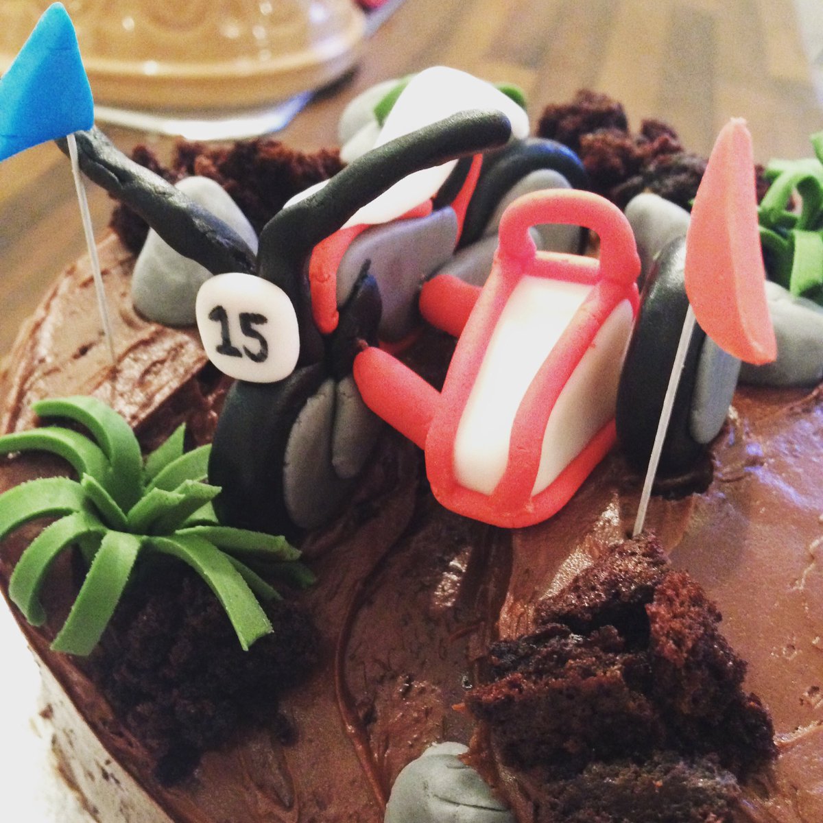 Trials bike and sidecar chocolate cake for a special gentleman's birthday #trialsbike #trials #sidecar #chocolate #cake #katesbakesiom