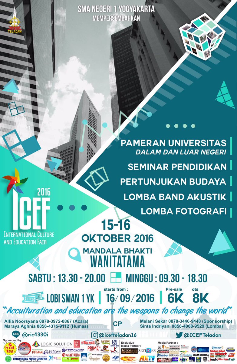 ICEFteladan's tweet photo. @Jogja24Jam 
International Culture and Education Fair 2016 | 15-16 Oktober, Mandala Bhakti Wanitatama YK | info @ICEFteladan https://t.co/mFqkrhjRwG