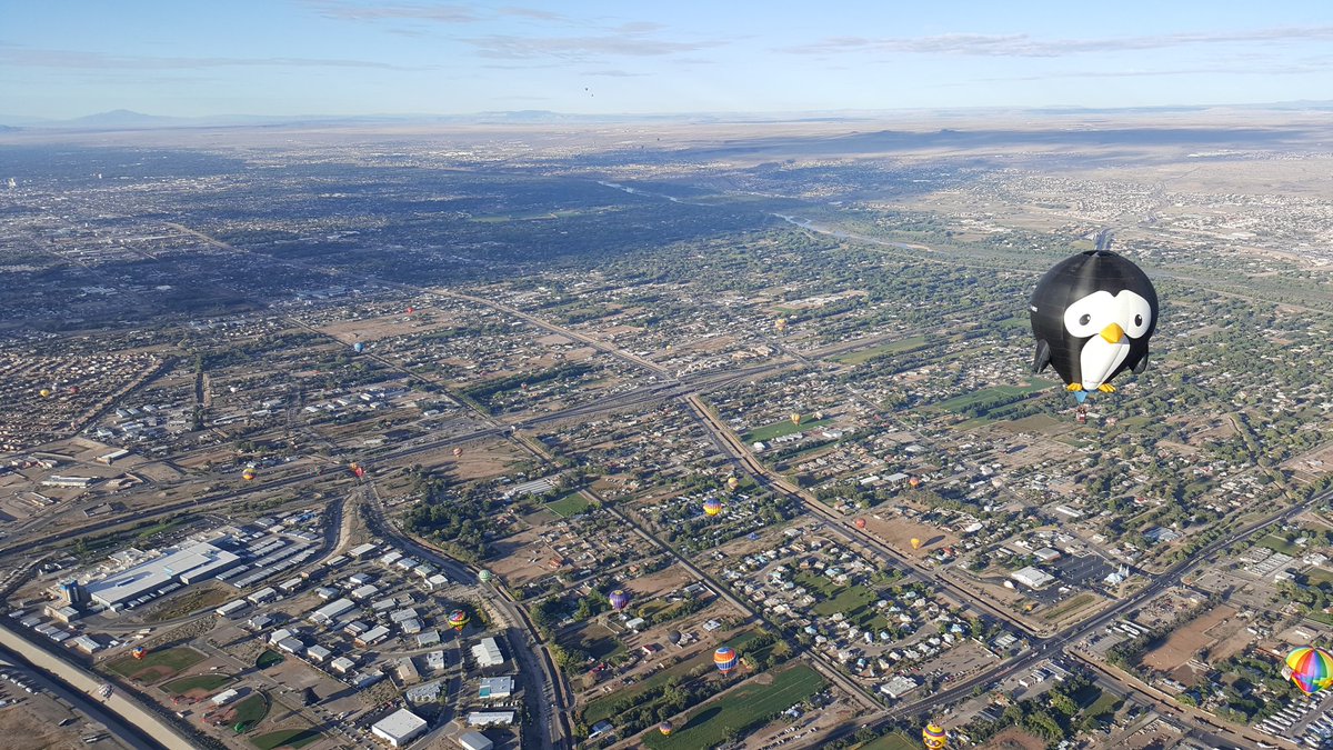 FlyPenguinUK's tweet photo. Our first flight of #Albuquerque #BalloonFiesta! It is great to be back! @balloonfiesta #FlyPenguin https://t.co/ewwxolMS9F