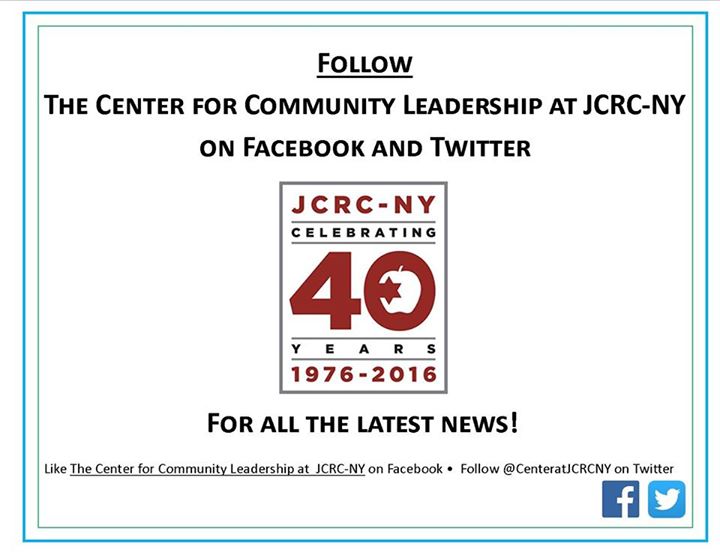 NMFellows's tweet photo. Please like us on Facebook at The Center for Community Leadership at JCRC NY &amp; Follow us on Twitter. https://t.co/3JkyCSUG6B