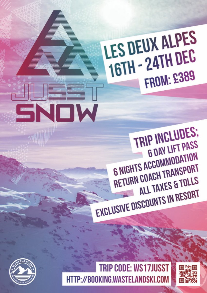 EARLY BIRD SPECIAL
LES DUES ALPES £50 DEPOSIT ONLY!
this offer is going to expire very soon!
booking.wastelandski.com
Booking code: WS17JUSST