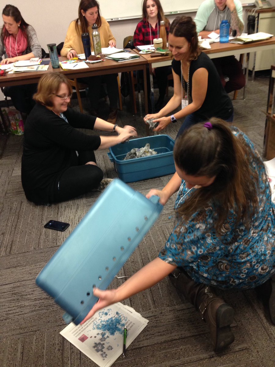 Making vermicomposting bins at #LittleGreenThumbs workshop with <a href="/hojo86/">Holly Crompton</a> and other teachers. #aitc