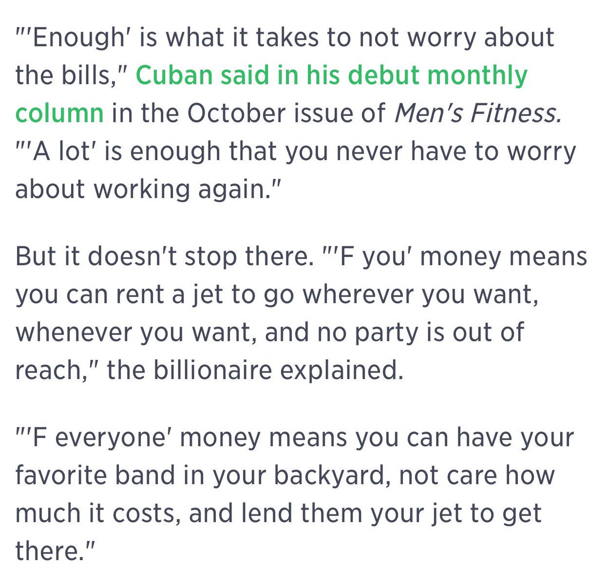 AlZeidenfeld's tweet photo. Solid quotable from @mcuban. 💰💰💰 https://t.co/FKibydiGOI