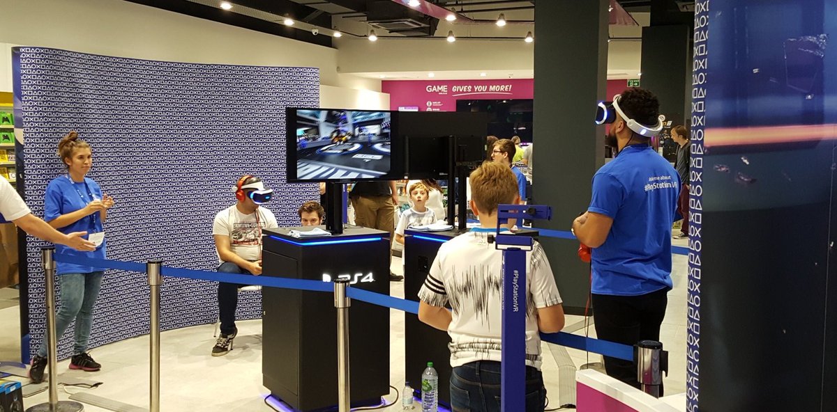 PlayStationUK's tweet photo. We're live today with our pop-up in Glasgow and with the first three @GAMEdigital in-store demos. Let us know what you play. #PlayStationVR. https://t.co/HgvaxS7Cmq
