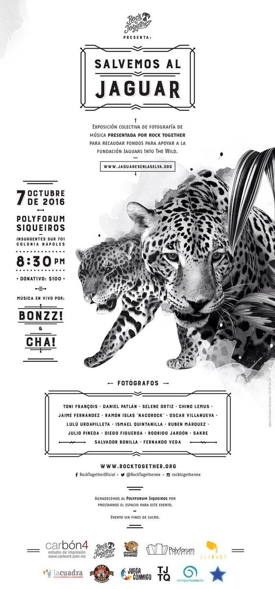 RockTogethermx's tweet photo. Hoy a las 9:20am estaremos en el programa @ChaleMadame por 1290am hablando de la expo #SalvemosAlJaguar. https://t.co/nLudbaeKXV
