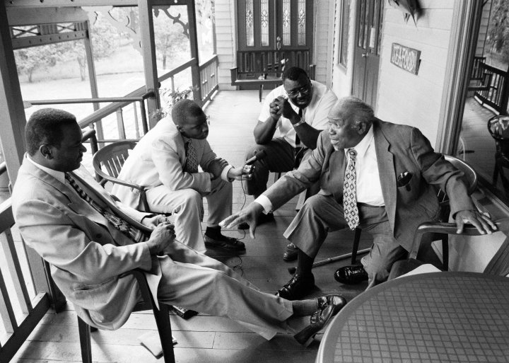 CampbellBros's tweet photo. Carlton, Chuck, &amp; Phil interviewing THE Willie Easton (the innovator of Sacred Steel) in 1998. Photo by Bob Stone. https://t.co/rjAQ2gEBMJ