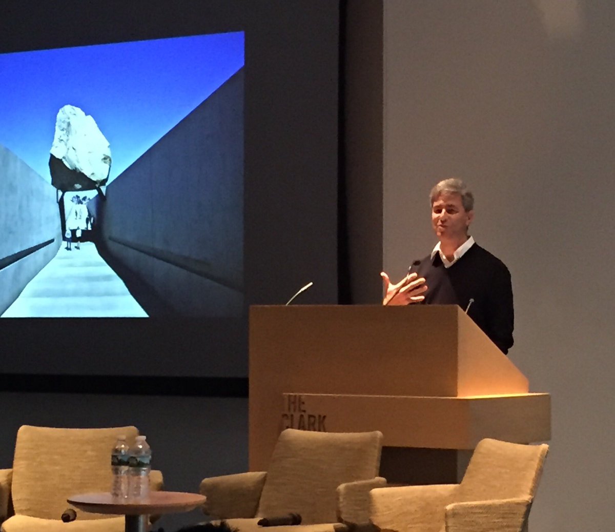 the_clark's tweet photo. Michael Govan at our #sensingplace symposium talking about @LACMARock: Cali rock becomes new "place" that defines LA and @LACMA https://t.co/wiKe1J7iWT
