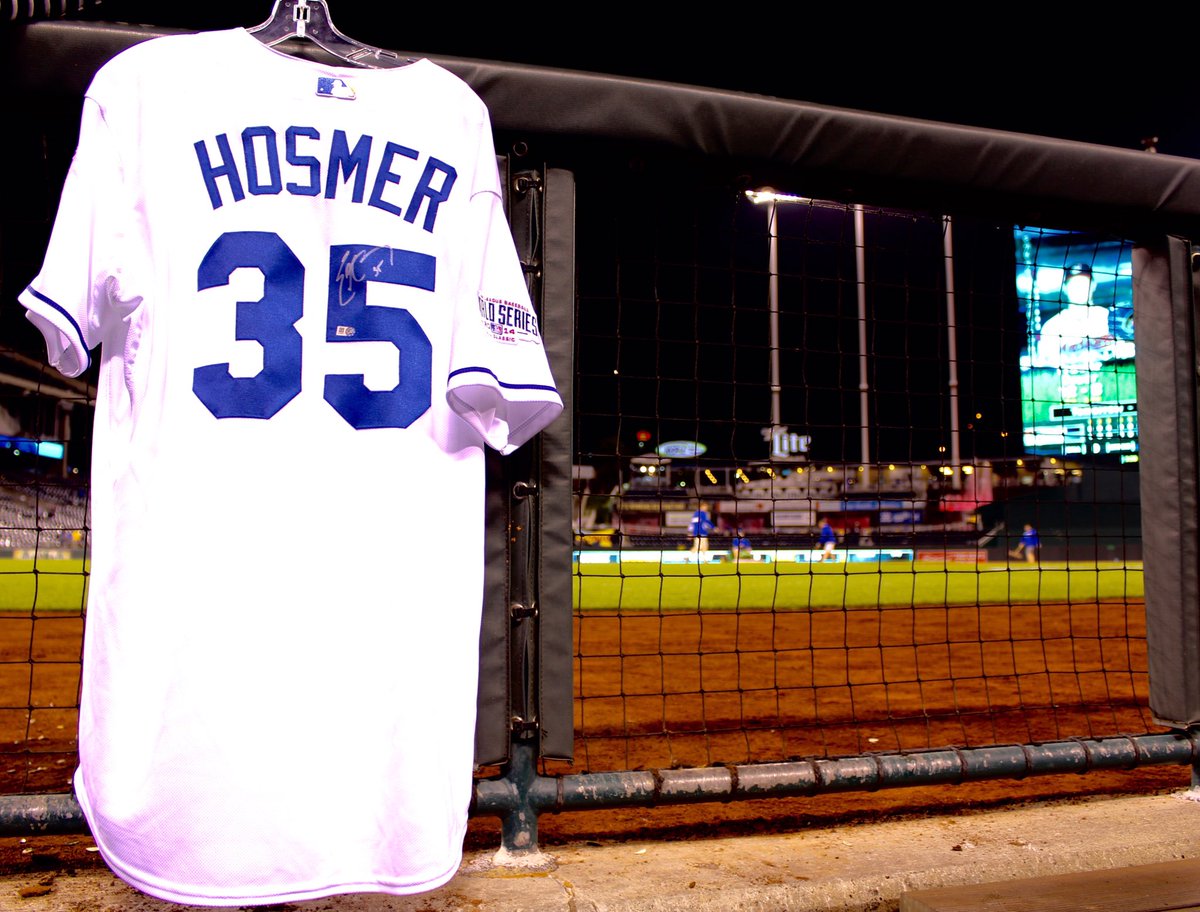 Royals's tweet photo. Happy #RoyalsFanAppreciation Day! We're kicking off the day by giving away this signed @TheRealHos35 jersey. RT to enter! #VoteHosmer https://t.co/tUmdelmTbO