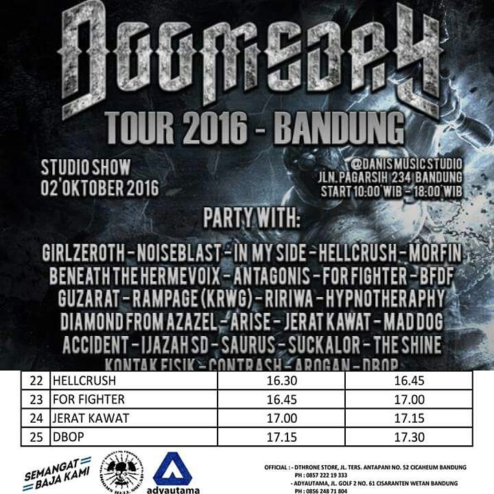 Sampai jumpa besok @Doomday tour 2016 Bandung studio show@danismusicstuduio #magnitudedoomsday2016 #semangatbajakami