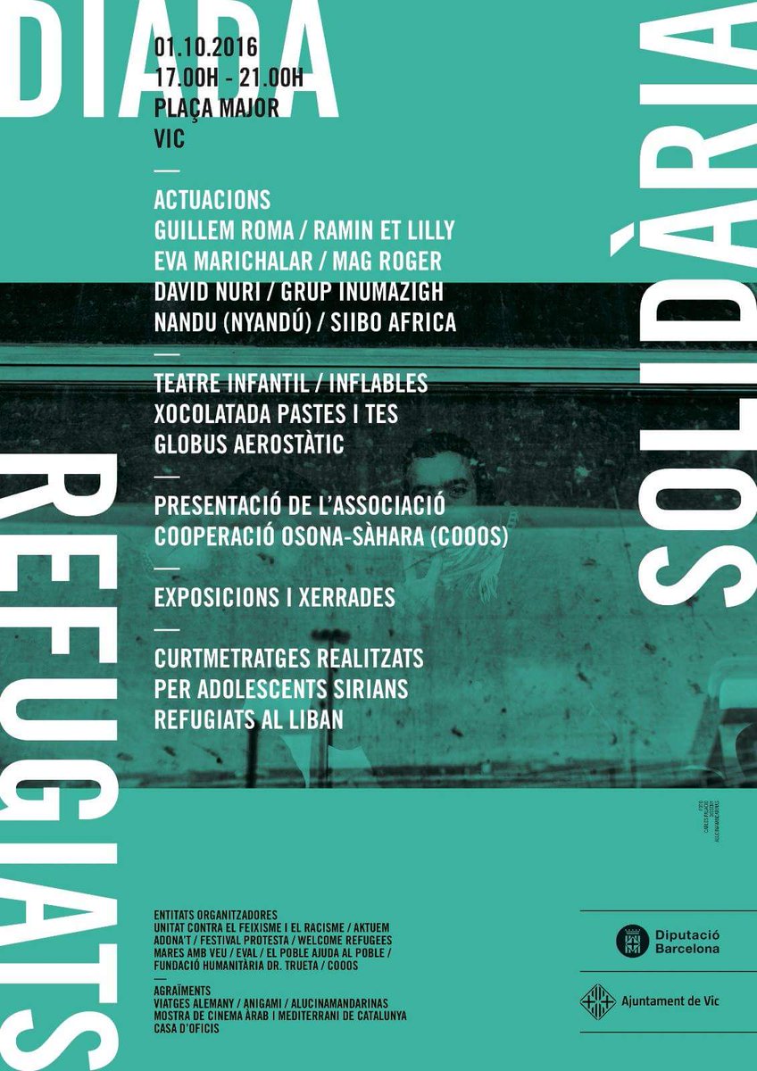 stopmaremortum's tweet photo. .@aj_vic fa diada solidària REFUGIATS.
Avui, 17 a 21h a la Pl. Major de Vic. 
#ObriuFronteres #ViesSegures #stopgenocidimed #ddhh https://t.co/SloMP3dDvC