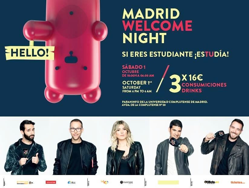 FelixCastillo40's tweet photo. Esta noche la liamos en #ComplutenseWelcomeNight  desde las 18h a las 6h el equipo de @Los40_Spain ¡Tiene que ir! https://t.co/qDtsJlSx7N