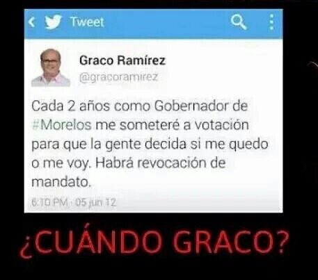 Morelos_TV's tweet photo. #CompromisoCumplido ?? Cuándo te sometes a revocación de mandato? #GracoMiente #GracoRepresor #FueraGraco #MorelosNoAvanza https://t.co/CAPFdf0sJh