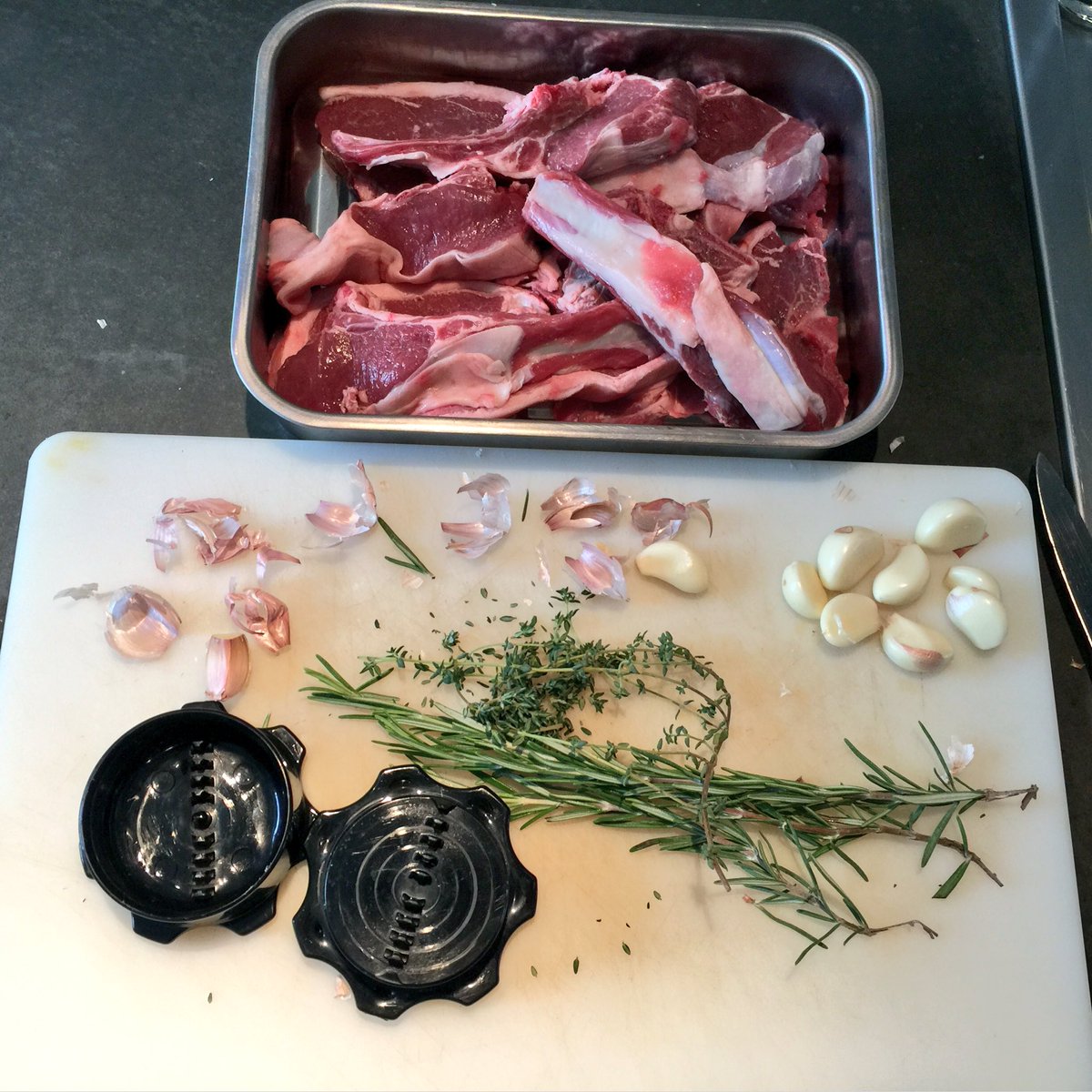Garlicmaster in use for the# lamchops#garlic