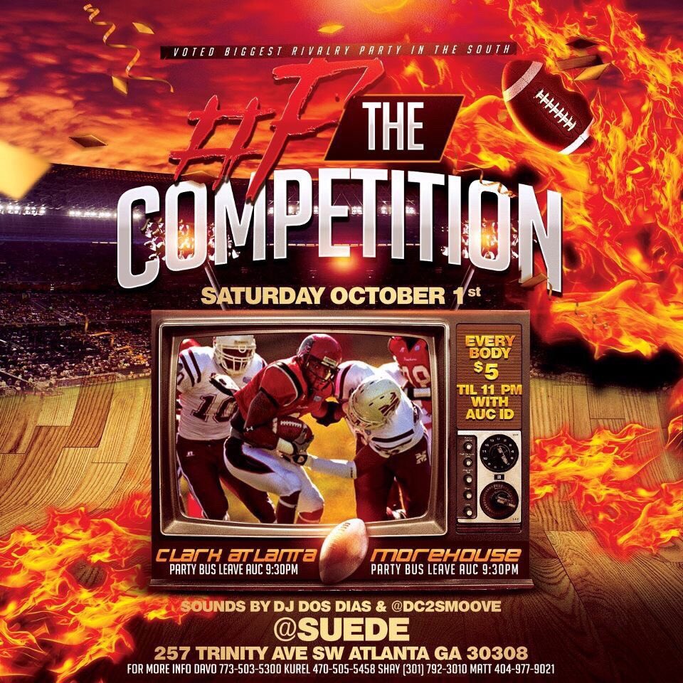 DosDias_'s tweet photo. Let's get it 🔊🔊🔊
Pull up on me at Suede Lounge tonight after the game
#fthecompetition 
#CAUvsMorehouse https://t.co/Wj6VyG2lTn