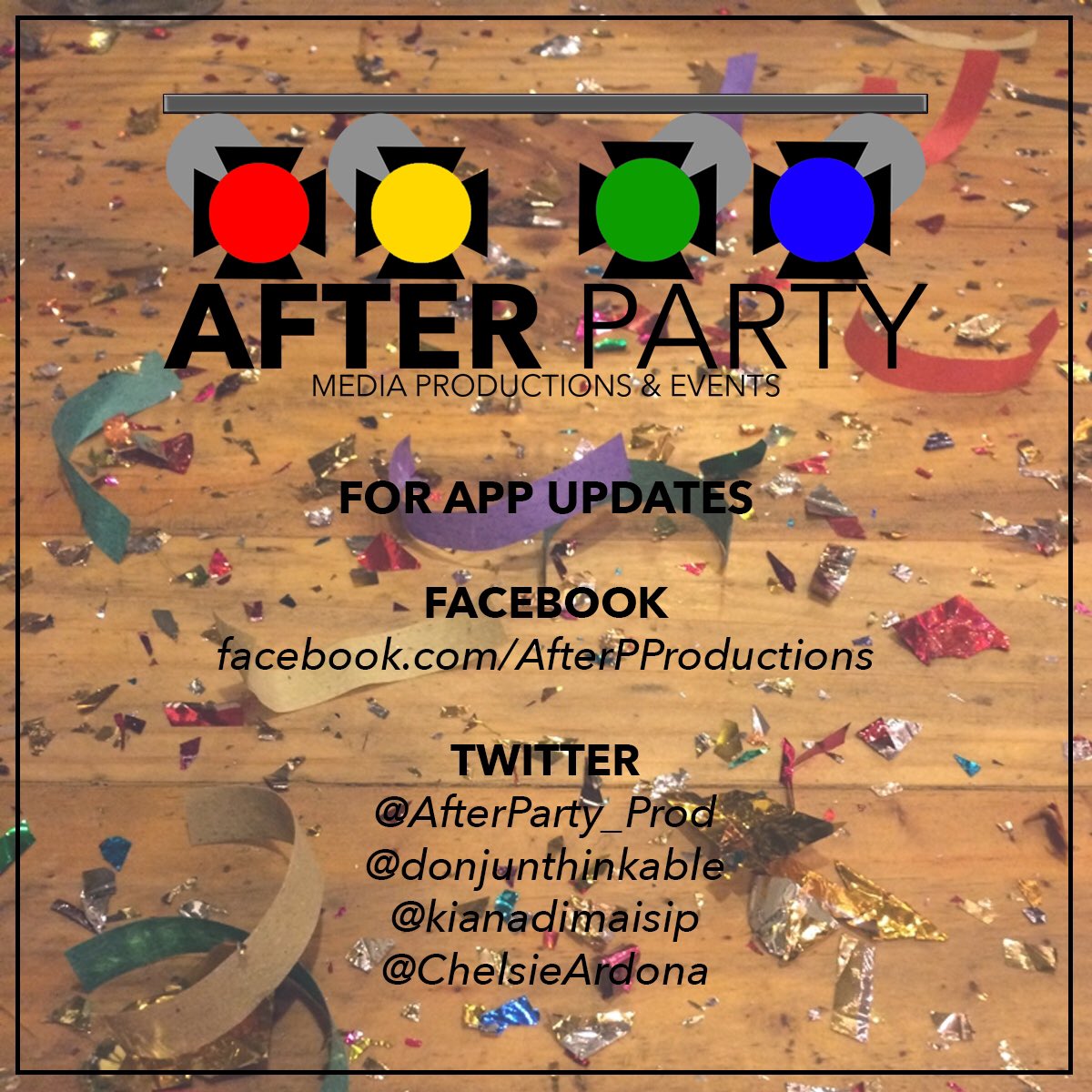 AfterParty_Prod's tweet photo. Stay updated with us by liking our official FB page &amp; following the social media accounts in the photo below! 😎 #APP https://t.co/9lH3JqXjXk