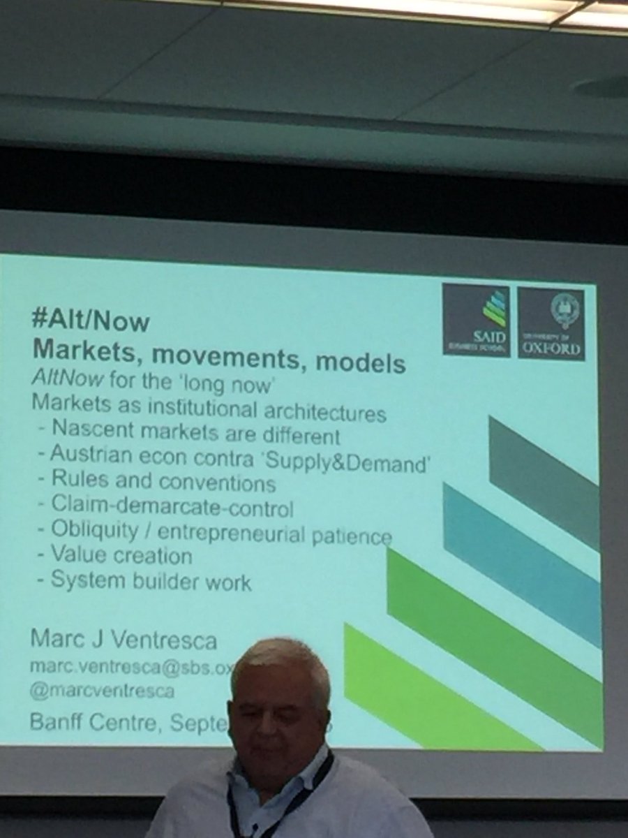 Markets, movements, models explained at #AltNow by <a href="/marcventresca/">Marc Ventresca</a> Markets as institutional architecture...