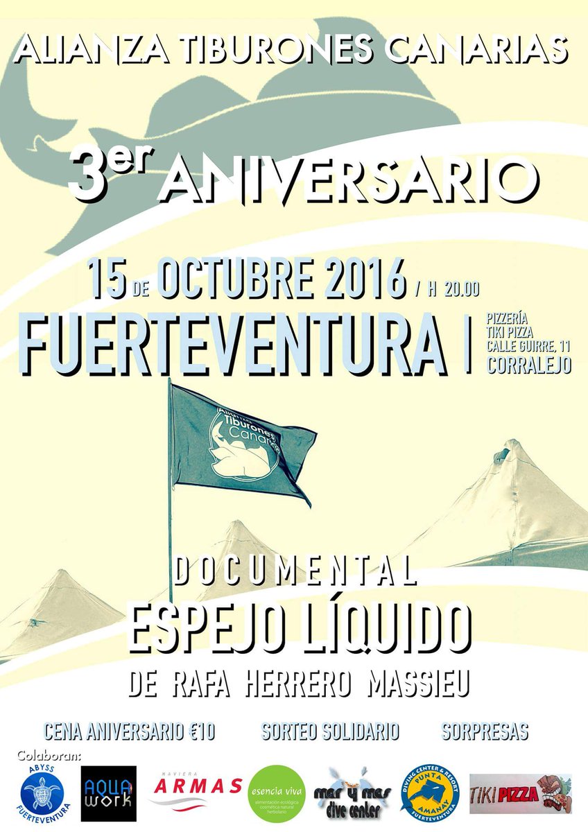 ATCSharksES's tweet photo. 15 de Octubre!!! Ven a celebrar nuestro tercer aniversario de @ATCSharksES  en Fuerteventura!!
Te esperamos!! 😉👌 https://t.co/FK123aIGoc