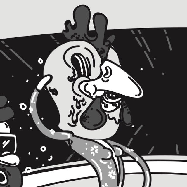 That chicken is golden! Come on out Friday, Oct 14 to @theneedleyeg to see her in colour! #yegmusic