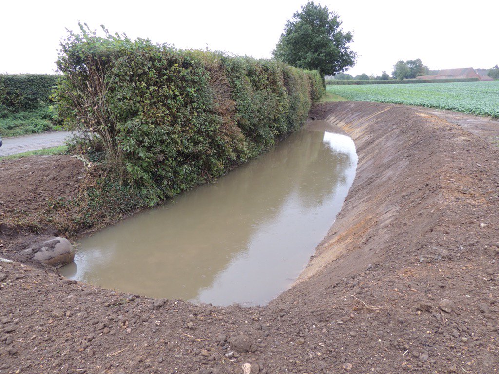 ProfKHiscock's tweet photo. Newly installed DTC sediment trap at Salle doing its job intercepting road runoff during this afternoon's rain. https://t.co/746CaEi9g9