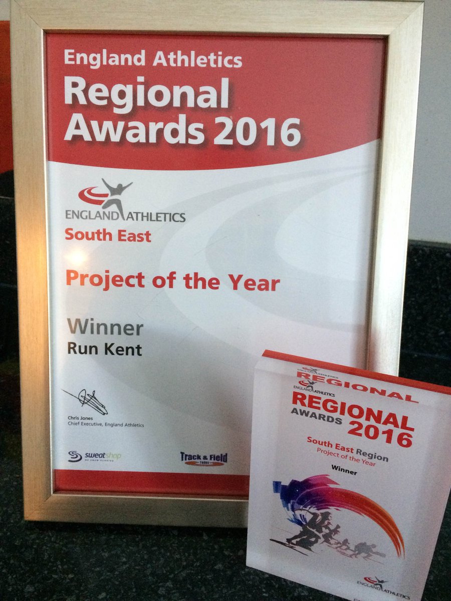 GetKentRunning's tweet photo. Breaking News! Run Kent wins @EnglandAthletic SouthEast Regional Award 2016. BIG Thanks to all Run Leaders in Kent. #GetKentRunning  ❤🏃 https://t.co/srpF9j0bld