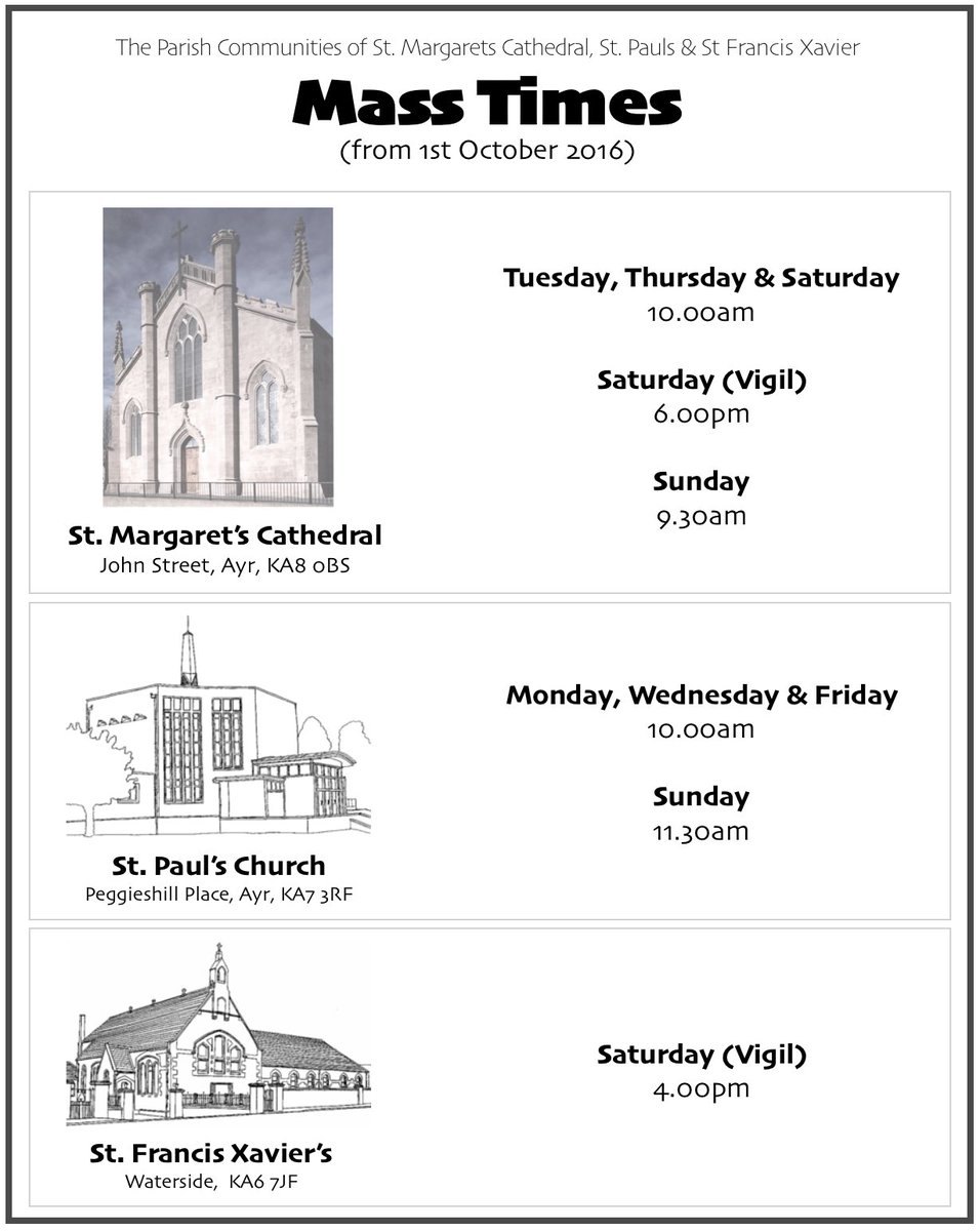 Mass times in the Ayr area...