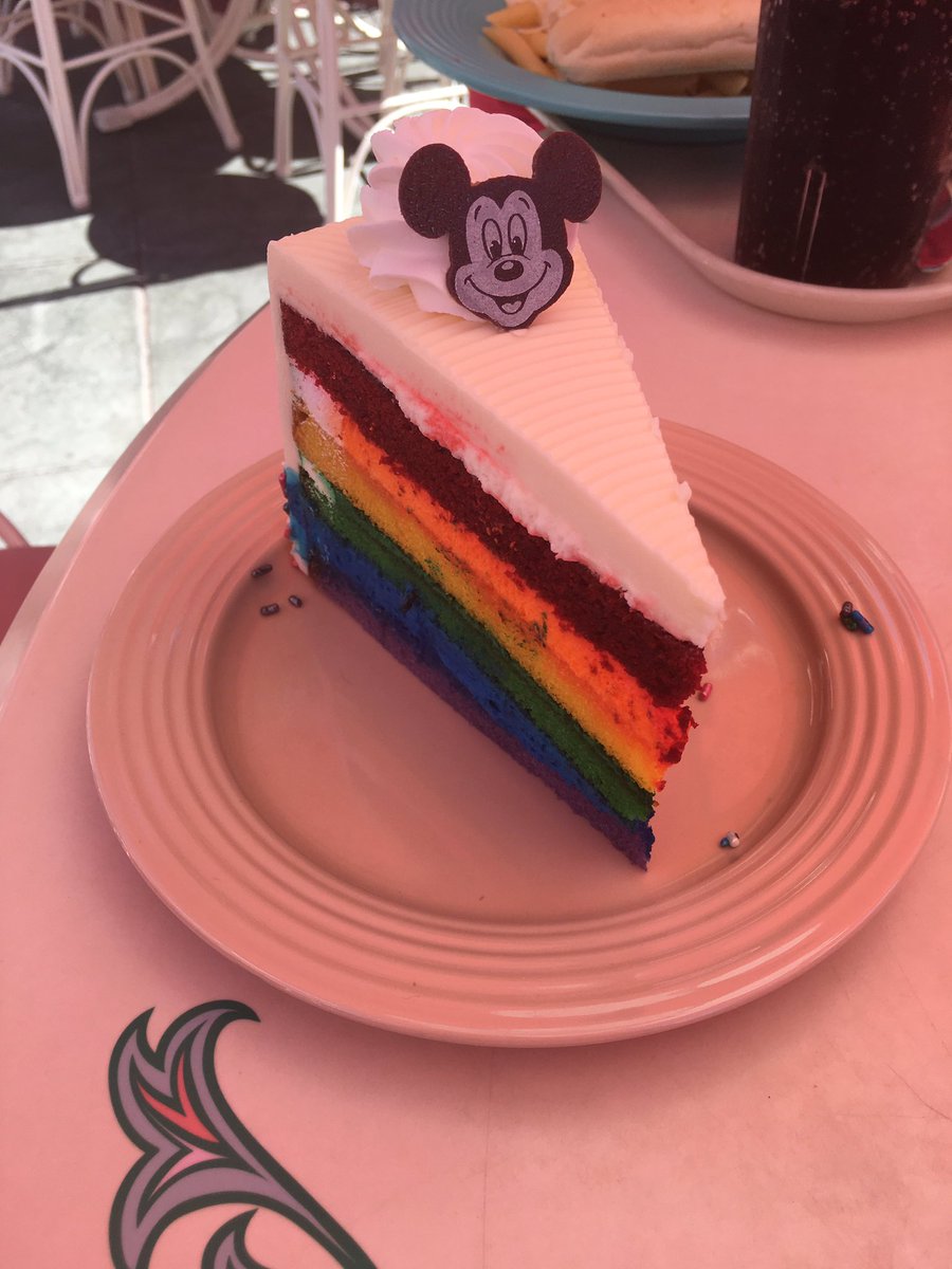 LGBT_Activist's tweet photo. OMG! They have rainbow Mickey cake at Disneyland for #GayDays this weekend and it's DELICIOUS! #GayDaysAnaheim #GayDaysAnaheim2016 https://t.co/wqFVXY6O5X