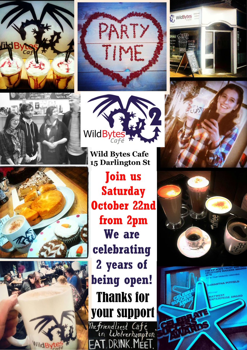 WildBytesCafe's tweet photo. You are invited to our #Party!!! #Wildbytes #cafe is turning 2! #Tea #cake #music #poetry more: https://t.co/2l4nyhDHDw https://t.co/4kzsM30TBf