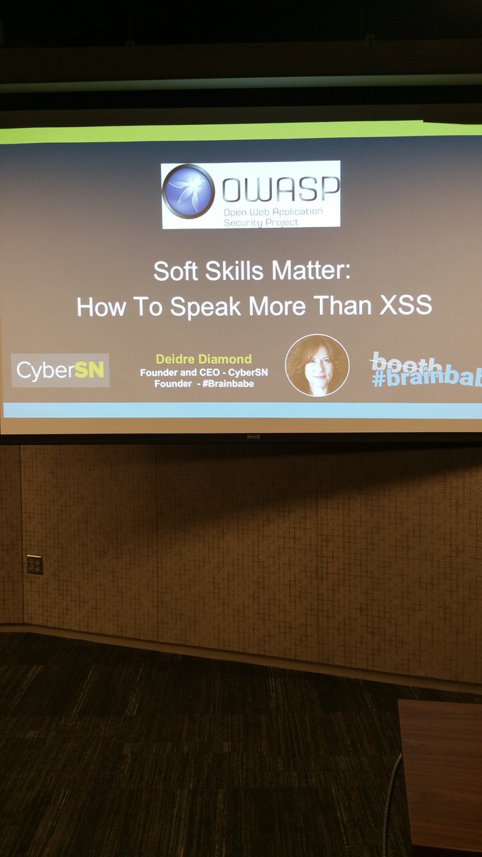 SushiDude's tweet photo. Good day at #basc2016, now waiting for @DeidreDiamond's closing keynote on soft skills & "how to speak more than XSS" https://t.co/dRiWoIDlO3