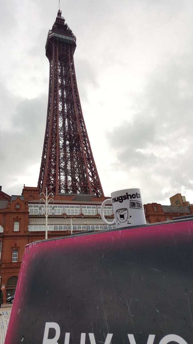 MugshotsBuckie's tweet photo. Mugshots on Tour has landed in front of the Blackpool Tower☕☕ https://t.co/kw9asG4LDN