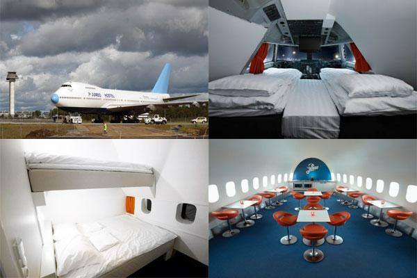 TheMindBlowing's tweet photo. There is a 747 jumbo jet that's been turned into a hotel/hostel in Stockholm, Sweden. https://t.co/R3DmUEAs4J