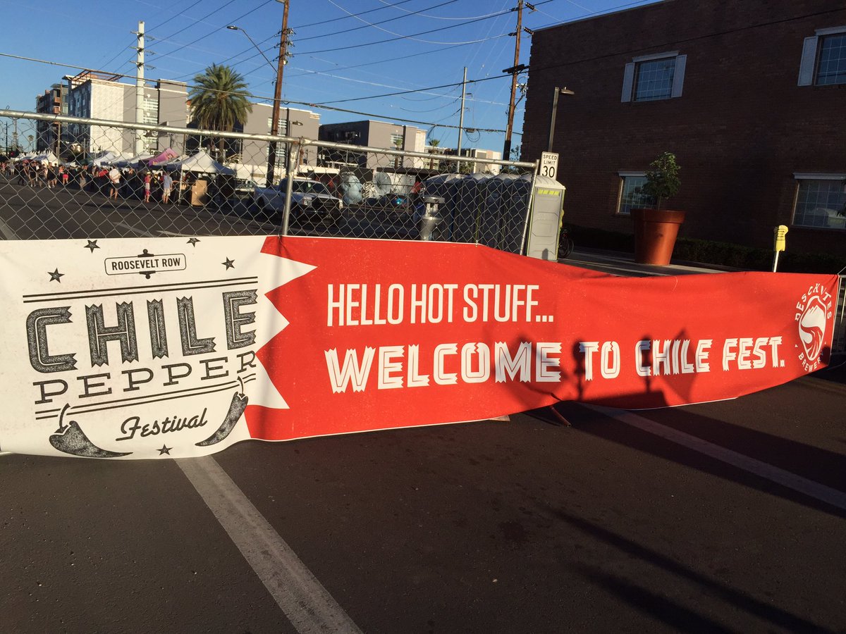 gregstantonaz's tweet photo. RoRo Chile fest happening now in @downtownphoenix. Southwest flavors, music &amp; dance. My mouth is burning... and I love it. @RooseveltRowCDC https://t.co/T6hfgHmL6a