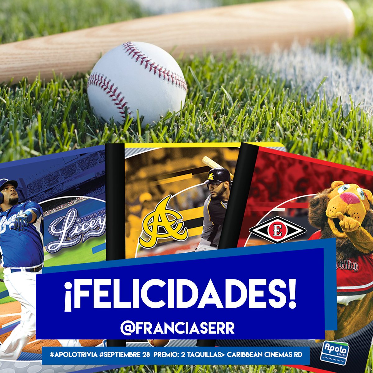 CuadernosApolo's tweet photo. Felicidades @FranciaSerrano3 #ganadora #ApoloTrivia te contactaremos Lunes vía DM para recoger tus entradas a @caribbeancine #CuadernosApolo https://t.co/fI5O6nrWLG