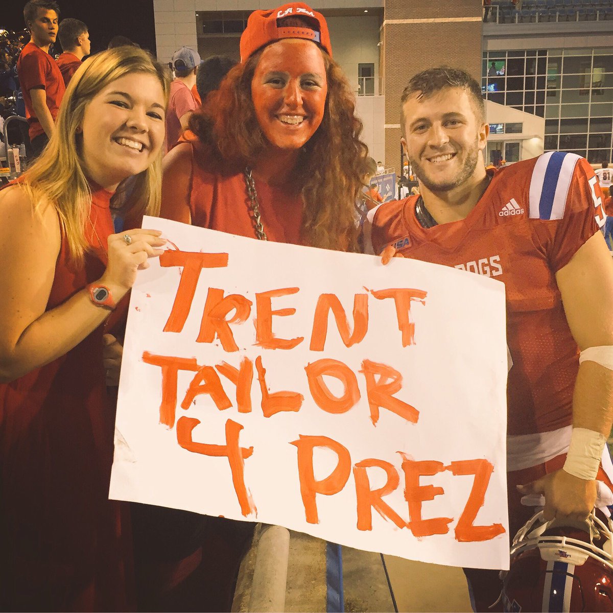 KimberHaleigh's tweet photo. As roommates we agree that Trent Taylor is #5 on the field and #1 in our hearts. #latechsports #EverLoyalBe https://t.co/KAM1e4bgME