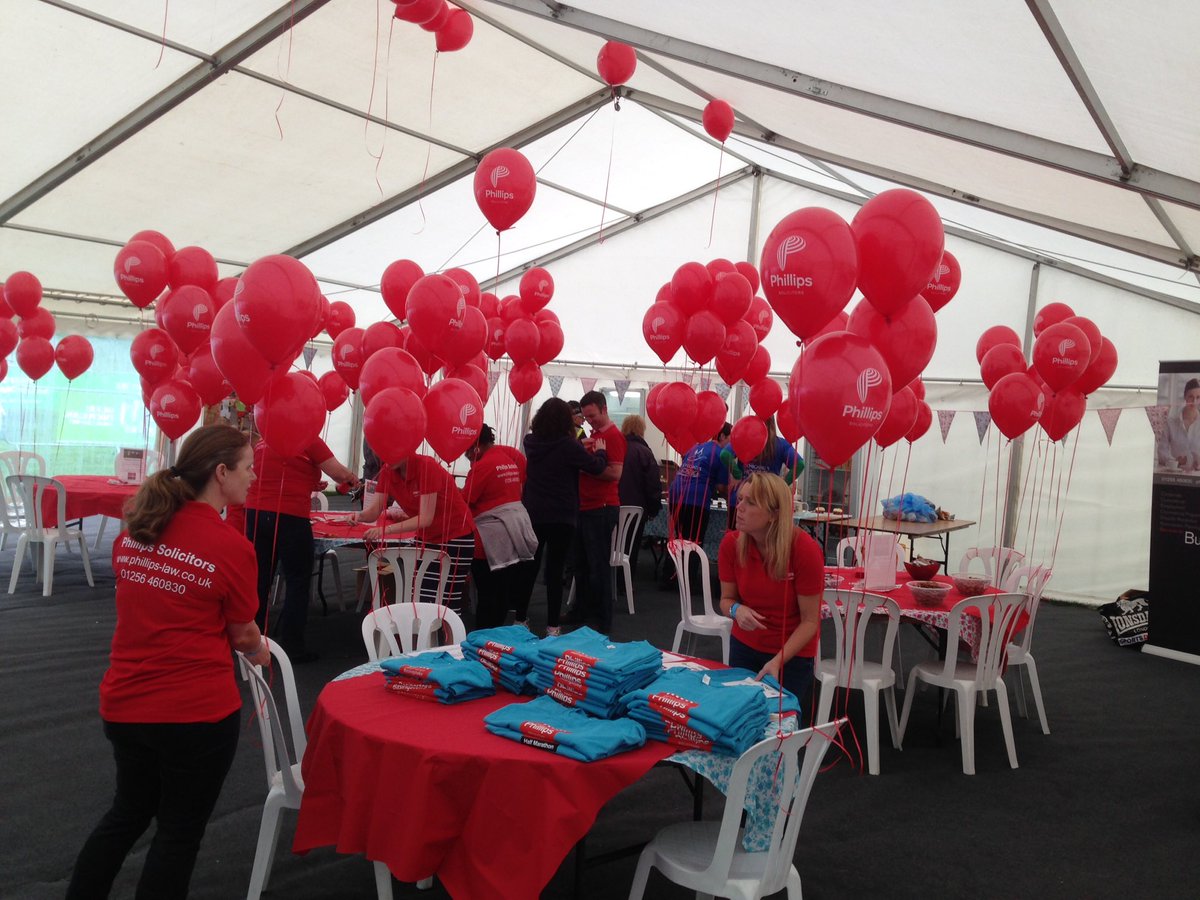 The VIP tent is a sea of red <a href="/PhillipsBstoke/">Phillips Law</a> balloons for <a href="/BasingstokeHalf/">Basingstoke Half</a>